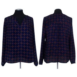 Skies are Blue - Patterned V-Neck Blouse (Stitch Fix)